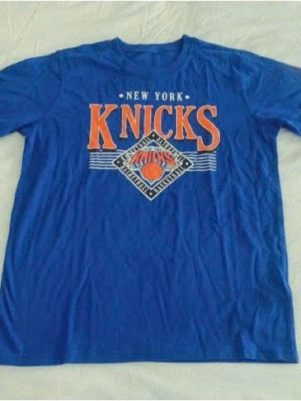 Blue New York Knicks Short Sleeve Tee with Orange Logo